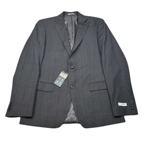 Alfani Slim Fit Sport Coat Mens 38R Grey Burgundy Windowpane Travel Stretch $360